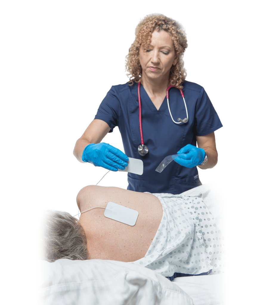 Nurse applying Prelivia electrodes